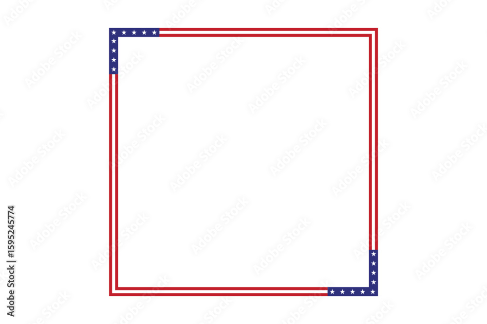 American flag theme style rectangular square frame or border red stripe blue white star template emblem USA for red blue for document, invitation decorative 4th July and patriotic celebrations American flag theme style rectangular square frame or border red stripe blue white star template emblem USA for red blue for document, invitation decorative 4th July and patriotic celebrations