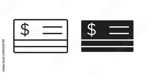 Cheque icon set. minimal logotype web element pack.