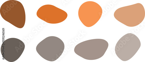 Organic Abstract Stone Shapes. Earth Tone Pebble Clipart Set.