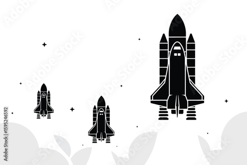 Retro style space rocket icon set, vector eps10