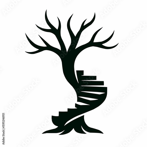 A versatile vector tree silhouette with roots, perfect for nature-inspired designs illustrating growth through all seasons
