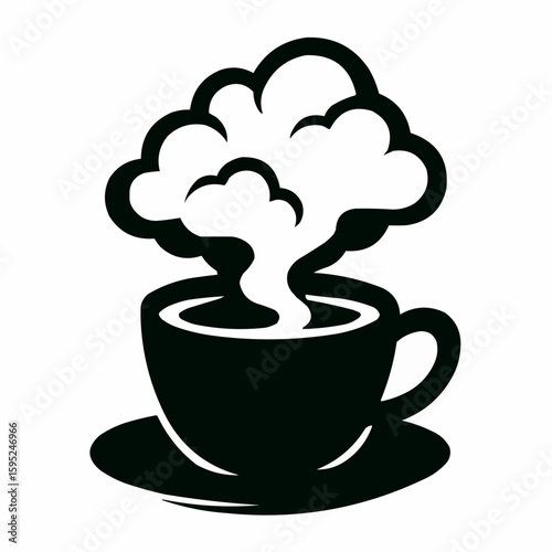 Hot steaming coffee in a cup, a perfect morning beverage