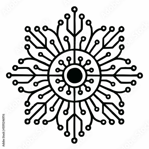 Abstract floral mandala art illustration with sun ornament design element