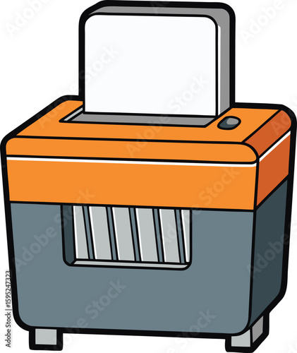 Paper Shredder Silhouette Front View with Shredded Strips
