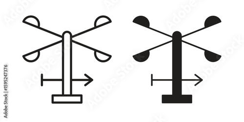 Anemometer icon set. minimal logotype web element pack.