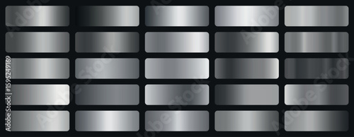 Grey metal gradients set. Metalic gradients collection. Silver gradients 