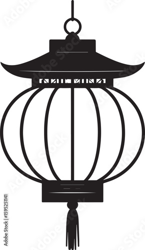 Cultural Hanging Lantern Silhouette Vector Illustration