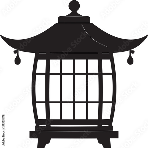 Cultural Hanging Lantern Silhouette Vector Illustration
