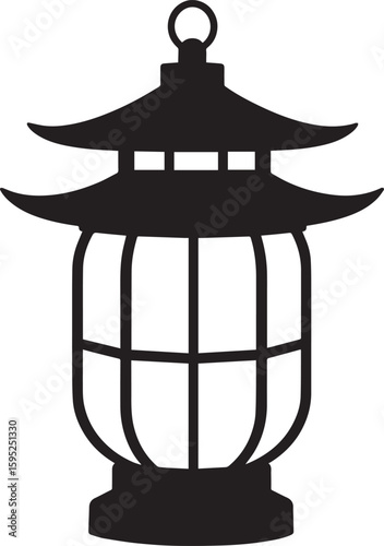 Cultural Hanging Lantern Silhouette Vector Illustration