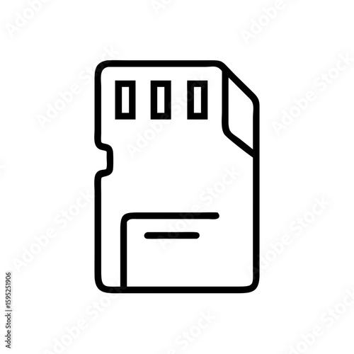 Illustration of a secure digital card with three rectangular slots and a corner cut out on the side