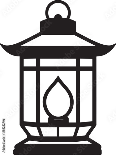 Cultural Hanging Lantern Silhouette Vector Illustration