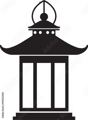 Cultural Hanging Lantern Silhouette Vector Illustration