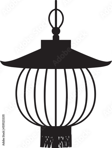 Cultural Hanging Lantern Silhouette Vector Illustration
