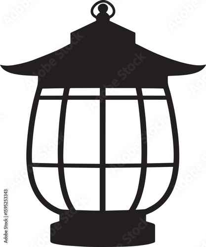Cultural Hanging Lantern Silhouette Vector Illustration