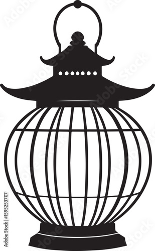 Cultural Hanging Lantern Silhouette Vector Illustration