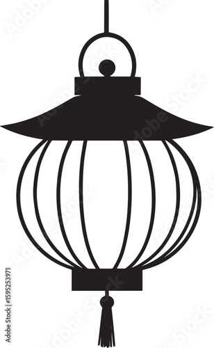Cultural Hanging Lantern Silhouette Vector Illustration