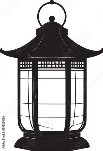 Cultural Hanging Lantern Silhouette Vector Illustration