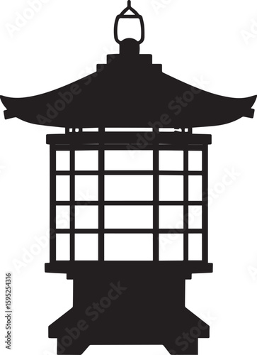 Cultural Hanging Lantern Silhouette Vector Illustration