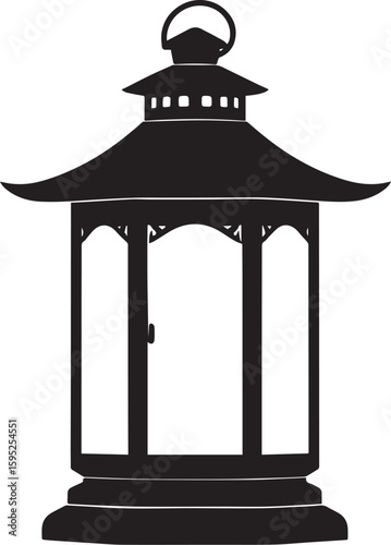 Cultural Hanging Lantern Silhouette Vector Illustration