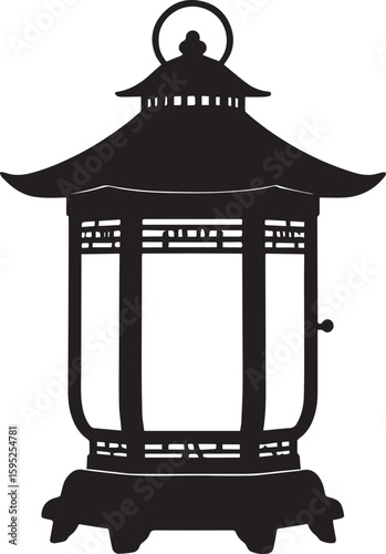 Cultural Hanging Lantern Silhouette Vector Illustration