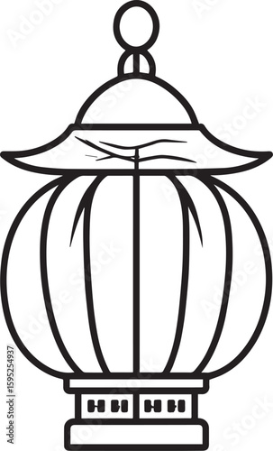 Cultural Hanging Lantern Silhouette Vector Illustration