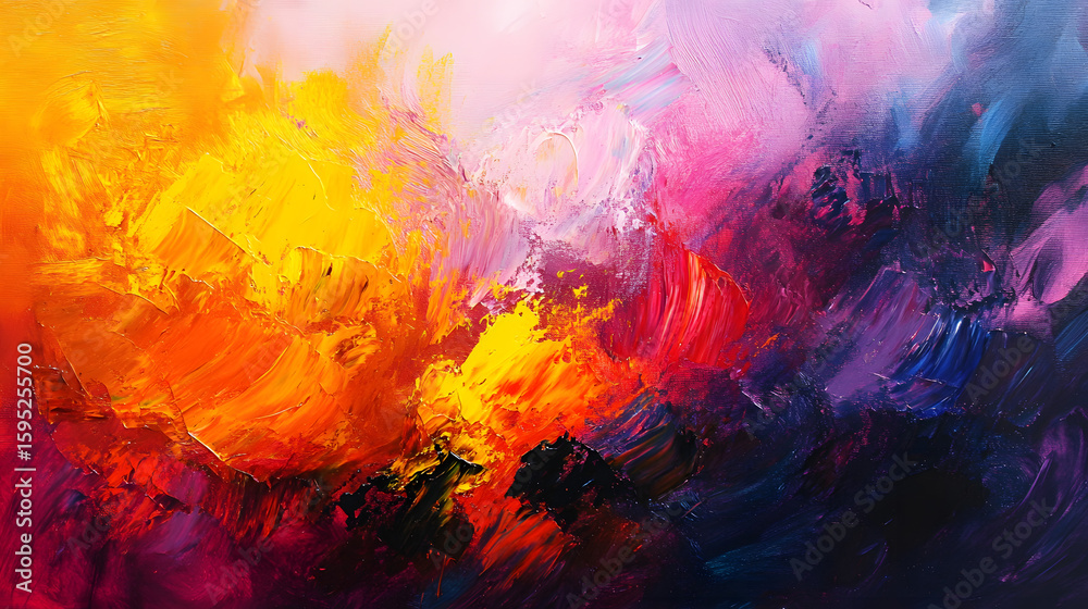 Fototapeta premium An intense abstract painting with splintered lines and chaotic energy.
