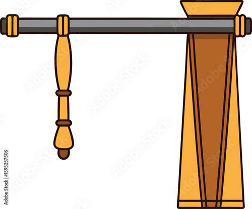 Straight Curtain Rod Silhouette with Stylish Ends Front