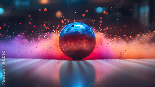 Cosmic Strike A Vibrant Bowling Ball in Motion