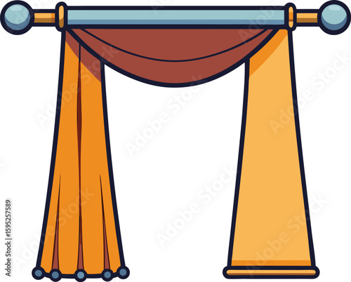 Straight Curtain Rod Silhouette with Stylish Ends Front