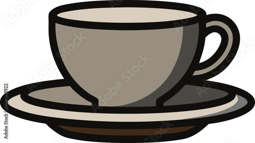 Tea Cup Silhouette Side View with Saucer and Handle