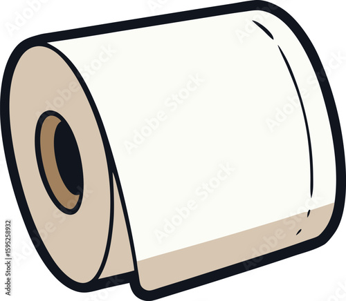 Toilet Paper Roll Silhouette Side View with Perforations
