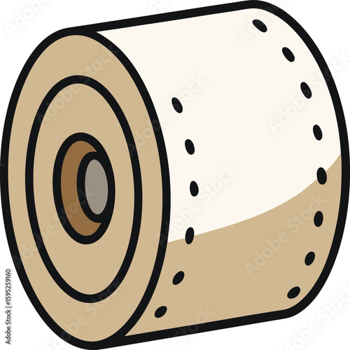 Toilet Paper Roll Silhouette Side View with Perforations