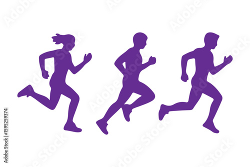 Silhouette runner front view collection vector illustration. 