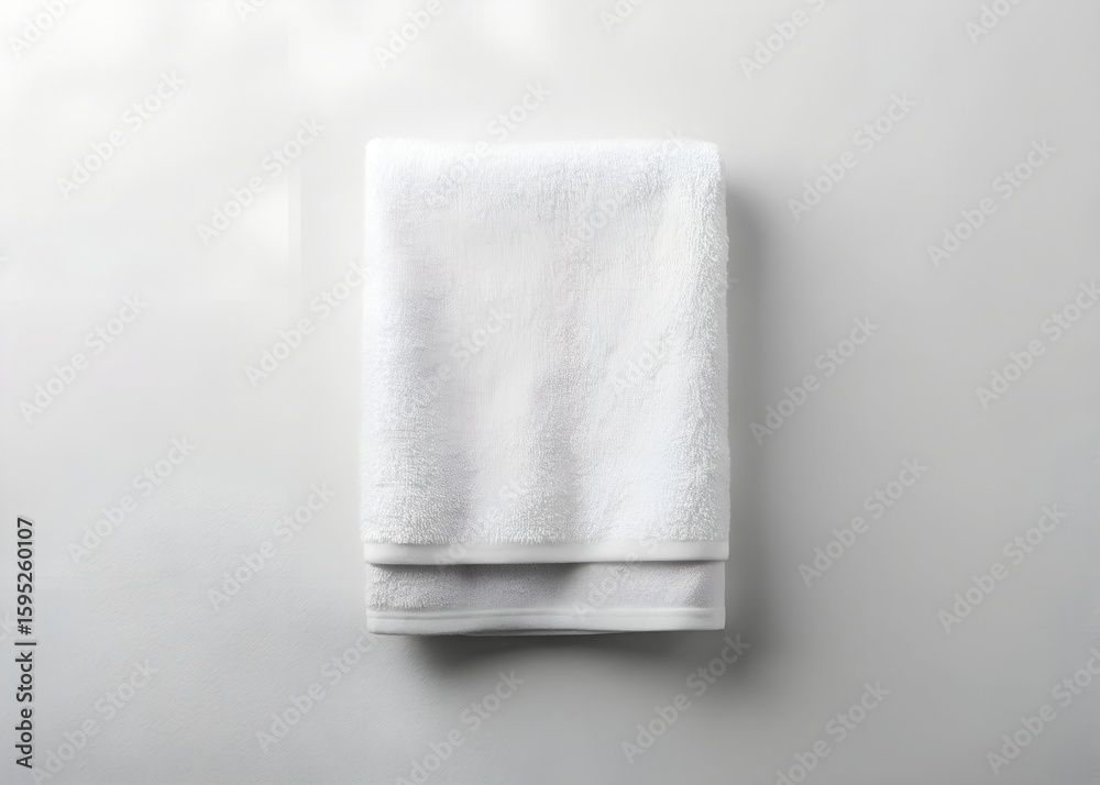 Fototapeta premium White Folded Terrycloth Towel on White Background