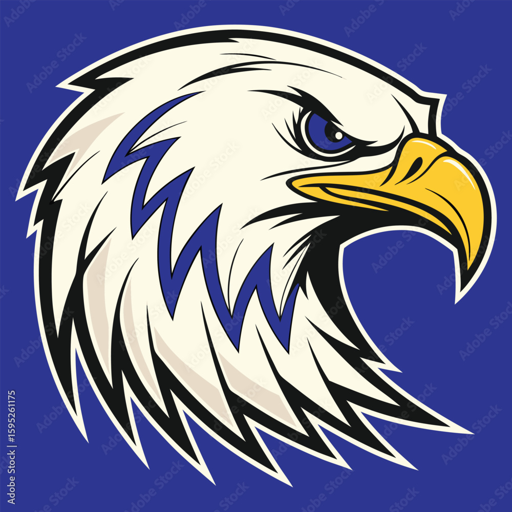 Fototapeta premium Detailed Eagle Head Vector Mascot Illustration on a Blue Background