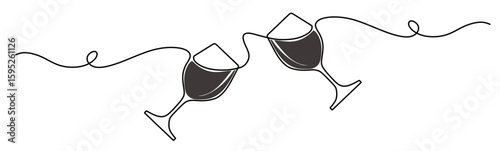 continuous line art of a glass filled with red wine. wine drink concept. vector illustration of a glass filled with red wine with a transparent background. this icon is for a bar poster.