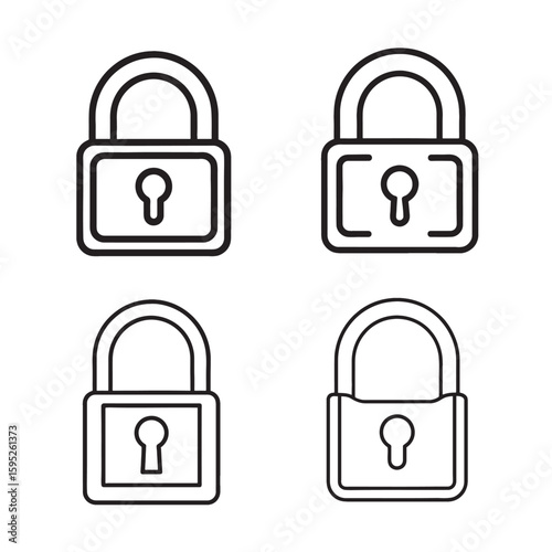 Padlock Icon Set, Vector Symbols of Security, Privacy, and User Access Control