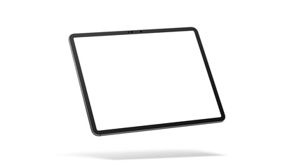 iPad on transparent background with shadow. Side view with empty blank screens for web design and UX/UI mockups.