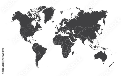 World Map Vector with Countries and Borders