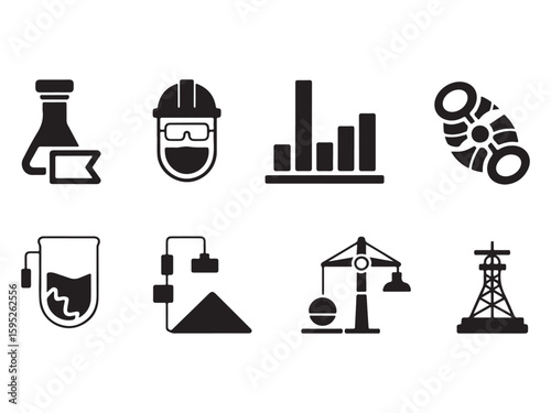 Vector illustration set of laboratory and industrial building icons