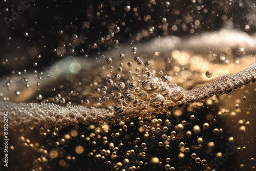 Close-up bubbly golden liquid