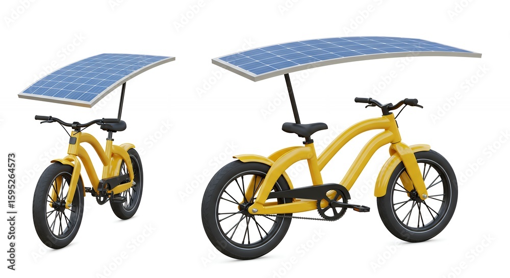Fototapeta premium Solar panel bicycle illustration
