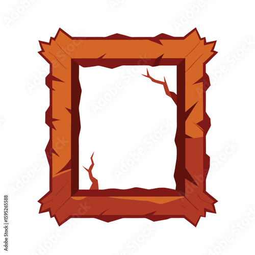 Natural Cracked Wooden Frame Border with Empty Center