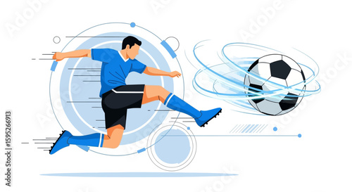 Athlete's Foot: An athlete takes aim at the ball, showcasing the power and precision of a dynamic, decisive kick. Capturing a pivotal moment in sport. 