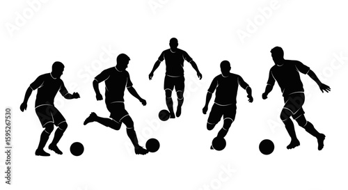 Soccer Silhouette: A dynamic black and white graphic of soccer player silhouettes showcases the intensity and artistry of the game, capturing the essence of motion and strategy on the field.
