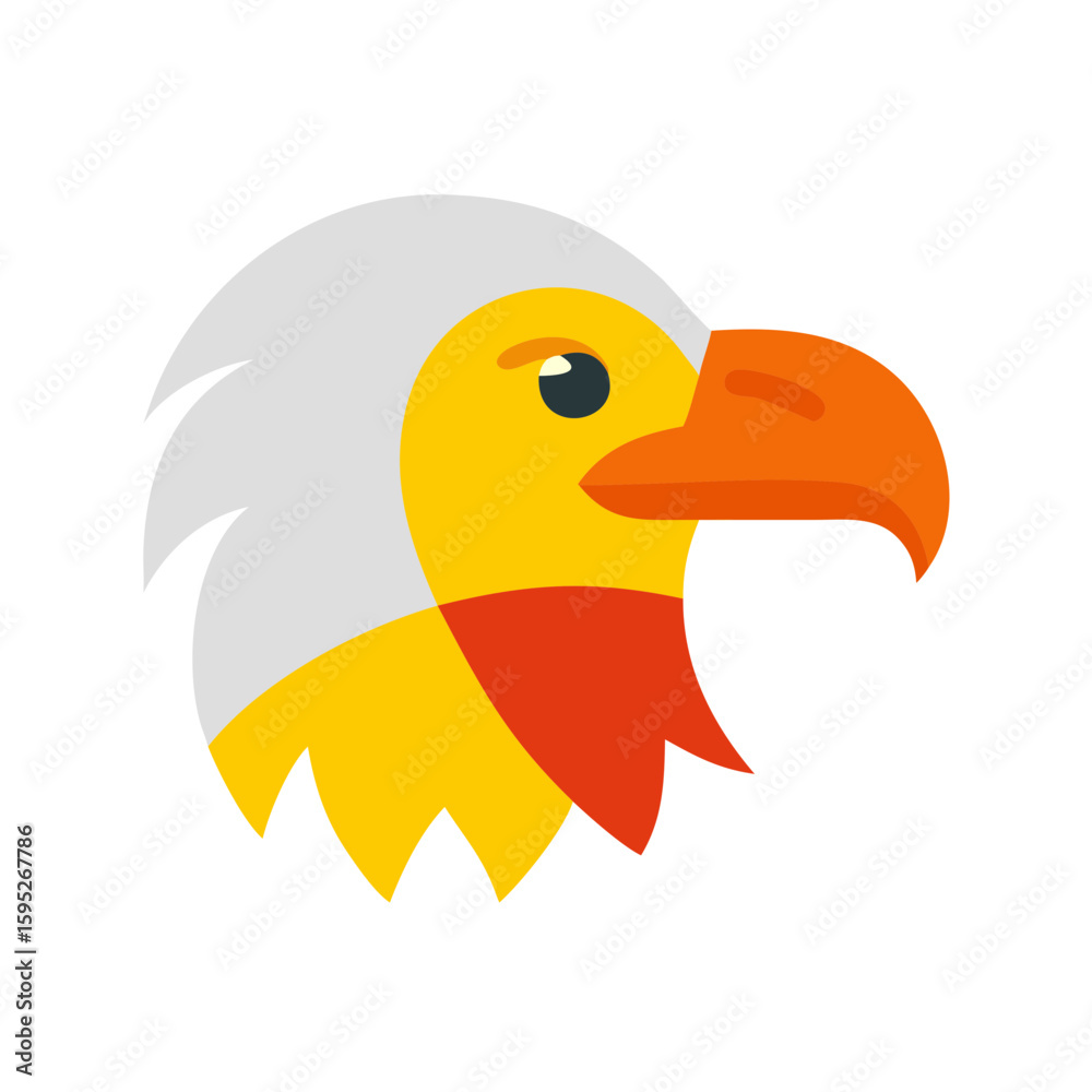 Fototapeta premium Bright and Playful Eagle Head Logo Design with Yellow, Orange, and Red Colors