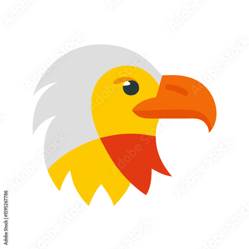 Bright and Playful Eagle Head Logo Design with Yellow, Orange, and Red Colors

