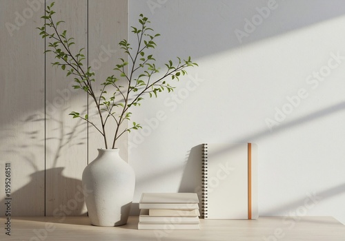 Serene Minimalist Home Office Setup with Sunlight