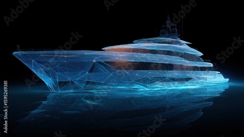 Luxury yacht digital design illustration