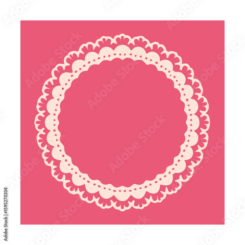 Lace and Tiny Hearts Circular Frame Illustration